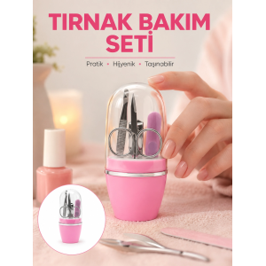 Tırnak Bakım Manikür Pedikür Seti 4 Parça Pembe Minimal Ve Dayanıklı Yeni Nesil