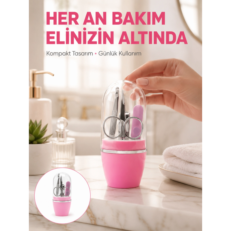 Tırnak Bakım Manikür Pedikür Seti 4 Parça Pembe Pratik Günlük Kullanım Yeni Nesil Tırnak Bakım Manikür Pedikür Seti 4 Parça Pembe Pratik Günlük Kullanım Yeni Nesil