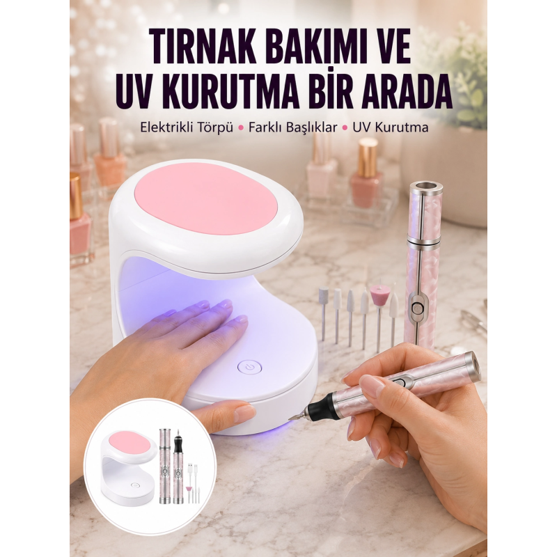 Tırnak Matkabı Ve Led Oje Kurutucu 2’li Profesyonel Bakım Seti Yeni Nesil Tırnak Matkabı Ve Led Oje Kurutucu 2’li Profesyonel Bakım Seti Yeni Nesil