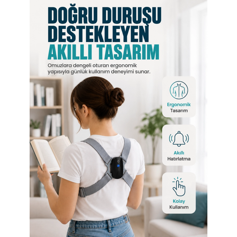 Titreşim Uyarılı Akıllı Düzeltici Günlük Kullanıma Uygun Dik Duruş Cihazı Titreşim Uyarılı Akıllı Düzeltici Günlük Kullanıma Uygun Dik Duruş Cihazı