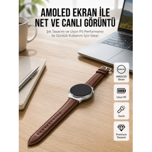 Torch Özellikli Amoled Ekranlı Akıllı Saat Uzun Pil Yeni Nesil