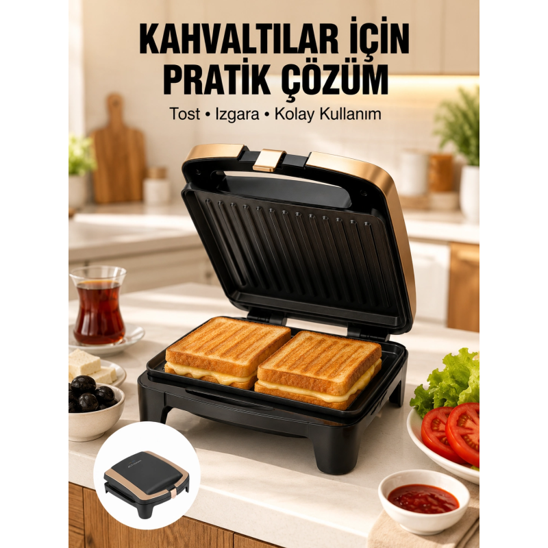 Tost Makinesi Yapışmaz Plaka 1500 Watt Güçlü Performans Yeni Nesil Tost Makinesi Yapışmaz Plaka 1500 Watt Güçlü Performans Yeni Nesil