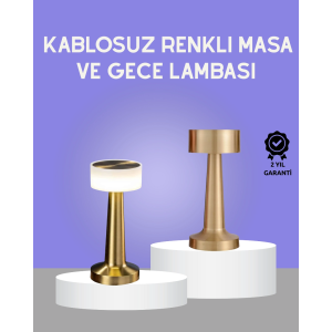 Touch Gece Lambası Dokunmatik Kontrol, Kablosuz Kullanım, Metal Gövde