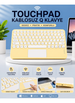 Touchpad Tüm Cihazlara Uyumlu Bluetooth Klavye Touchpad Slim Kablosuz Wifi Q Klavye