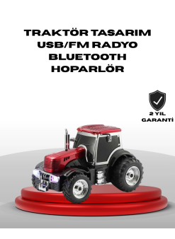 Traktör Tasarımlı Bluetooth Hoparlör Usb Tf Aux Fm Radyo