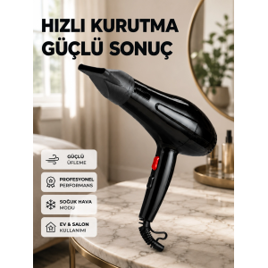 Tüm Saç Tipleri İçin 2200w Güçlü Fön Makinesi