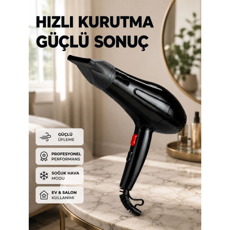 Tüm Saç Tipleri İçin 2200w Güçlü Fön Makinesi Tüm Saç Tipleri İçin 2200w Güçlü Fön Makinesi