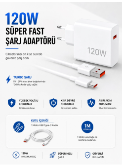 Turbo 120w Hızlı Şarj Cihazı Type-c Kablolu