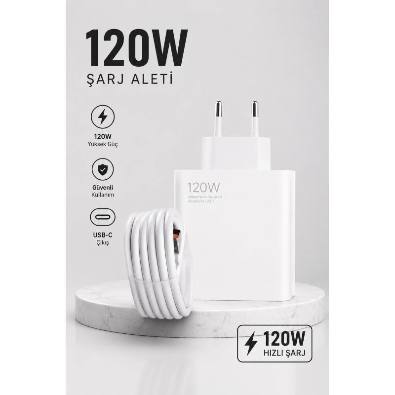 Turbo Hızlı Şarj Destekli 120w Usb-c Şarj Seti Turbo Hızlı Şarj Destekli 120w Usb-c Şarj Seti