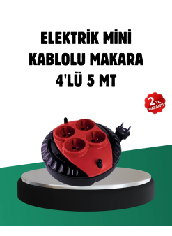 Türkiye Üretimi 5 Metre 4 Prizli Kablolu Makara