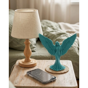 Turkuaz Melek Biblo 3d Dekoratif Angel Figür Küçük Boy Ev Aksesuarı