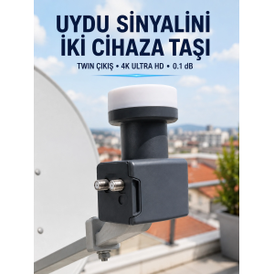 Twin Lnb Çift Çıkışlı Uydu Anten Lnb 4k Ultra Hd Ku Band 0.1 Db