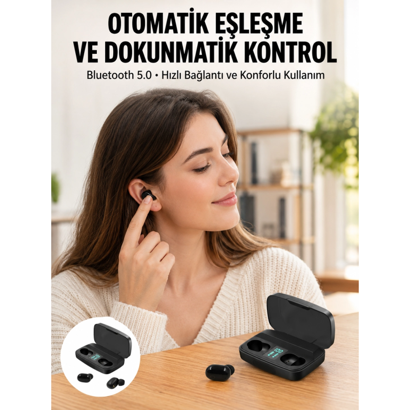 Tws Bluetooth Kulaklık 5.0 Bluetooth Bağlantılı Dokunmatik Kontrol Özelliği Yeni Nesil Tws Bluetooth Kulaklık 5.0 Bluetooth Bağlantılı Dokunmatik Kontrol Özelliği Yeni Nesil