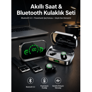 Tws Bluetooth Kulaklık Ve Akıllı Saat Uyku Takibi Nabız Ölçer Uzun Pil Ömrü