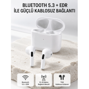 Tws Kablosuz Bluetooth Kulaklık 3 Saat Müzik 4 Saat Konuşma Şarj Kutulu