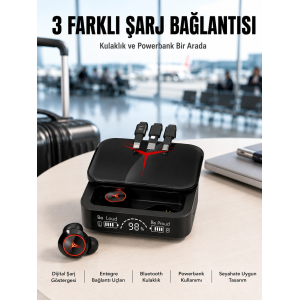 Tws Powerbank Kutulu Dijital Göstergeli Bluetooth Kulaklık Kablosuz Kulakiçi Kulaklık Yeni Nesil