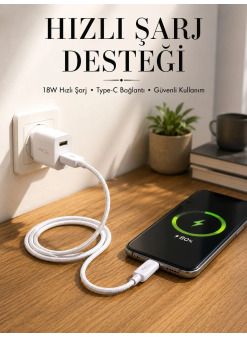 Type-c Girişli Cihazlar İçin Şarj Kablosu