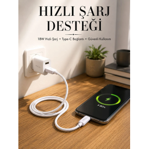 Type-c Girişli Cihazlar İçin Şarj Kablosu