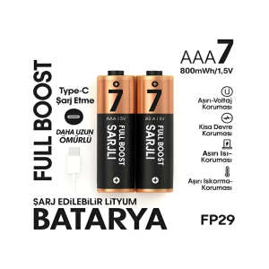 Type-c Şarjlı 800mwh 1.5v Şarj Edilebilir 2’li Aaa İnce Pil - Lityum Iyon Batarya