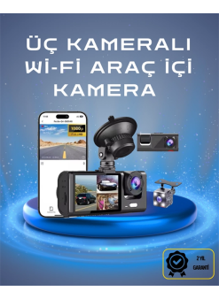 Üç Kameralı 1080p Full Hd Araç İçi Kamera – G-sensörlü Ve Gece Görüşlü