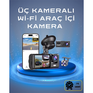 Üç Kameralı 1080p Full Hd Araç İçi Kamera – G-sensörlü Ve Gece Görüşlü