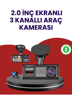Üç Kameralı Araç Kamerası | Full Hd 1080p Ön + Hd İç/arka