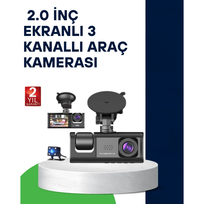 Üç Kameralı Araç Kamerası Full Hd Gece Görüş G-sensör Üç Kameralı Araç Kamerası Full Hd Gece Görüş G-sensör