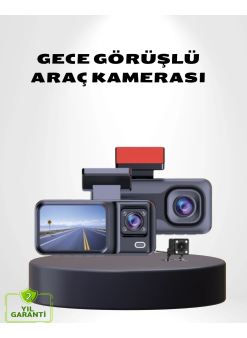 Üç Kameralı Dash Cam 170° Geniş Açılı Full Hd Gece Görüşlü