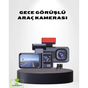 Üç Kameralı Dash Cam 170° Geniş Açılı Full Hd Gece Görüşlü