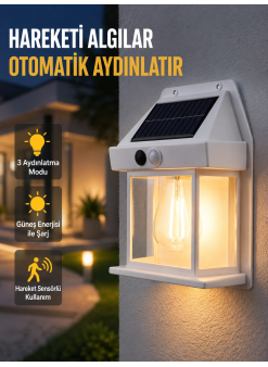 Üç Modlu Güneş Enerjili Duvar Lambası 1800mah Bataryalı Ve Hareket Sensörlü