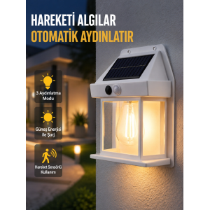 Üç Modlu Güneş Enerjili Duvar Lambası 1800mah Bataryalı Ve Hareket Sensörlü