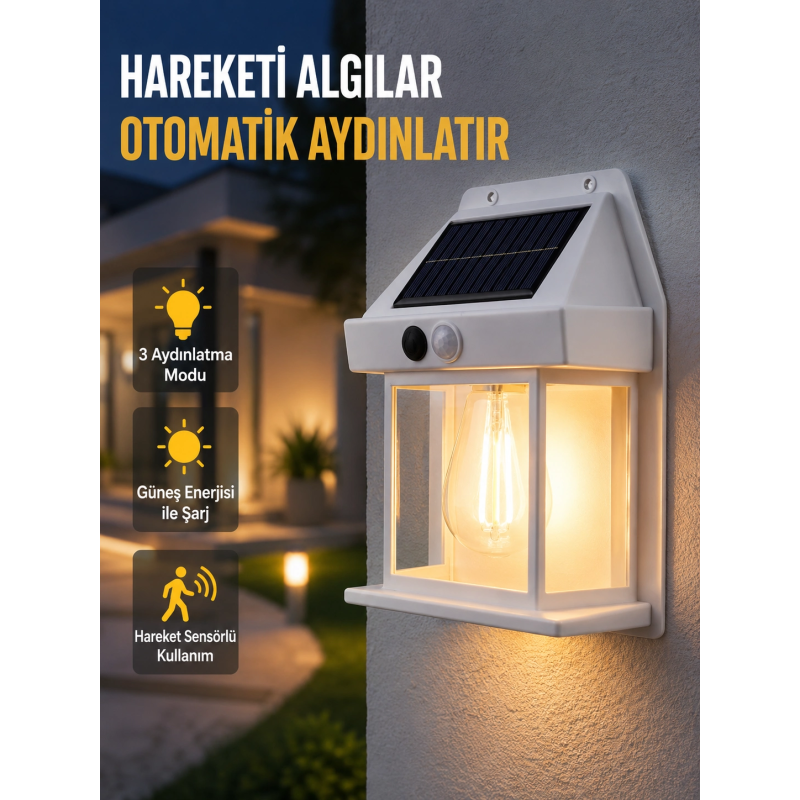Üç Modlu Güneş Enerjili Duvar Lambası 1800mah Bataryalı Ve Hareket Sensörlü Üç Modlu Güneş Enerjili Duvar Lambası 1800mah Bataryalı Ve Hareket Sensörlü