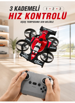 Uçan Araba Drone 4 Korumalı Pervaneli 360° Akrobatik Hareket Uzaktan Kumandalı