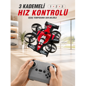 Uçan Araba Drone 4 Korumalı Pervaneli 360° Akrobatik Hareket Uzaktan Kumandalı