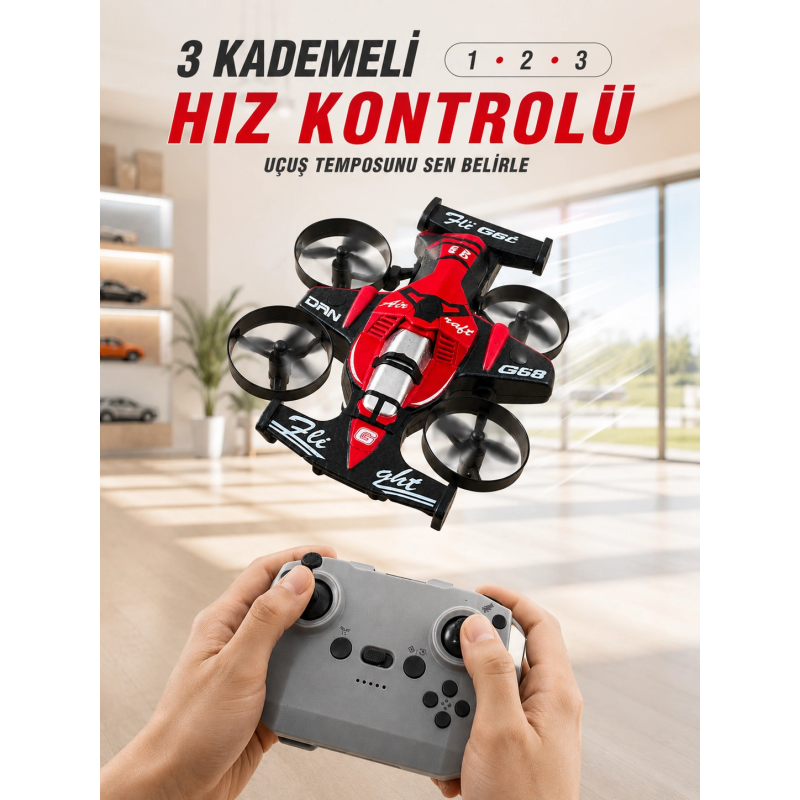 Uçan Araba Drone 4 Korumalı Pervaneli 360° Akrobatik Hareket Uzaktan Kumandalı Uçan Araba Drone 4 Korumalı Pervaneli 360° Akrobatik Hareket Uzaktan Kumandalı