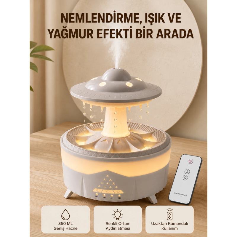 Ufo Yağmur Efektli Hava Nemlendirici 350 Ml Rgb Işıklı Uzaktan Kumandalı Ufo Yağmur Efektli Hava Nemlendirici 350 Ml Rgb Işıklı Uzaktan Kumandalı
