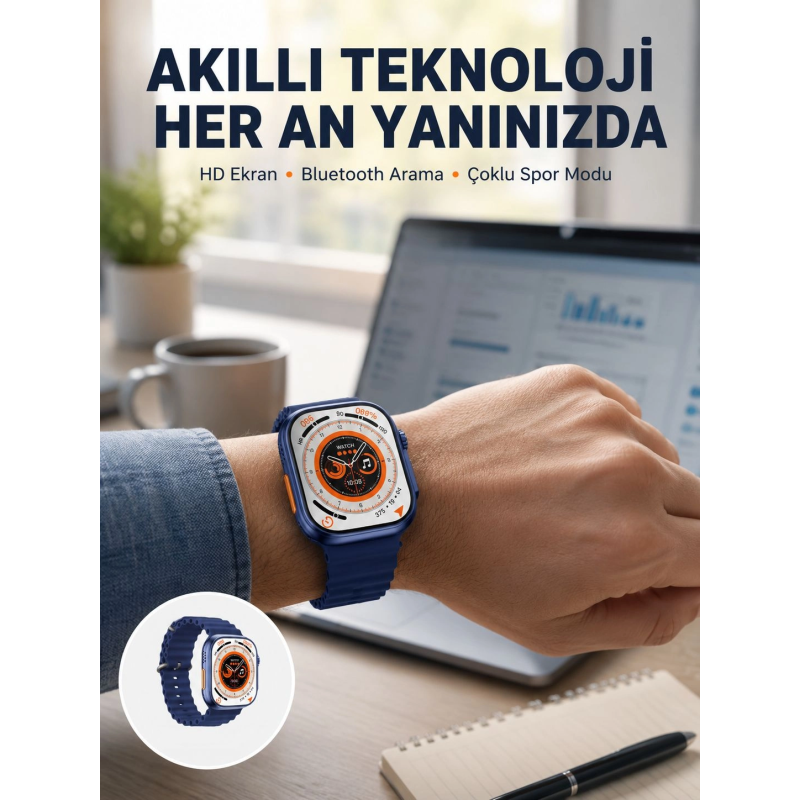 Ultra Akıllı Saat 420x480 Ips Ekran Kalp Atış Yeni Nesil Ultra Akıllı Saat 420x480 Ips Ekran Kalp Atış Yeni Nesil