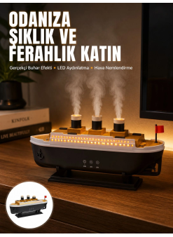 Ultra Sessiz Titanik Gemi Led Işıklı Aroma Difüzörü Oda Nemlendirici Yeni Nesil