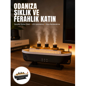 Ultra Sessiz Titanik Gemi Led Işıklı Aroma Difüzörü Oda Nemlendirici Yeni Nesil