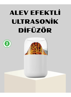 Ultrasonik Alev Efektli Aromaterapi Difüzörü Usb Şarjlı Ve Otomatik Kapanma Özellikli