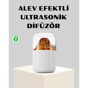 Ultrasonik Alev Efektli Aromaterapi Difüzörü Usb Şarjlı Ve Otomatik Kapanma Özellikli