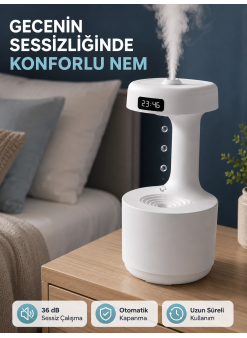 Ultrasonik Hava Nemlendirici 800 Ml Aromaterapi Difüzör Ters Su Damlası Efektli