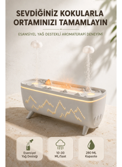 Ultrasonik Hava Nemlendirici Aromaterapi Difüzörü Jöle Yağmur Efektli Led Işıklı 280 Ml