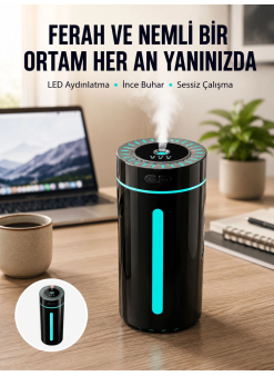 Ultrasonik Nemlendirici Led Işıklı Aromaterapi Difüzör Sessiz Çalışma Yeni Nesil
