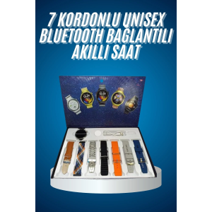 Unısex Yuvarlak Ekranlı 7 Kordonlu Akıllı Saat Gps Destekli Çoklu Kordon Seçeneği