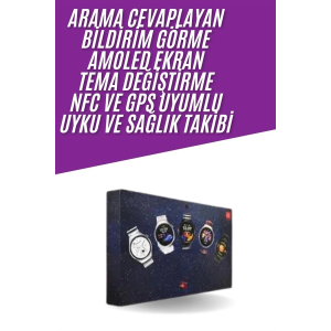 Unısex Yuvarlak Ekranlı 7 Kordonlu Akıllı Saat Gps Destekli Çoklu Kordon Seçeneği