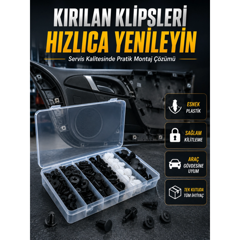 Universal Araç Döşeme Klipsi Ve Tampon Sabitleme Pimi Seti 100 Parça Organizer Kutulu Universal Araç Döşeme Klipsi Ve Tampon Sabitleme Pimi Seti 100 Parça Organizer Kutulu