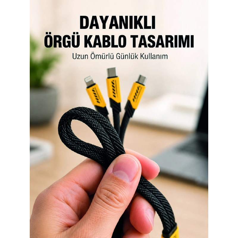 Usb 3'ü 1 Arada Şarj Kablosu 240w Pd Destekli Çoklu Şarj Kablosu Usb 3'ü 1 Arada Şarj Kablosu 240w Pd Destekli Çoklu Şarj Kablosu