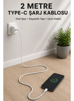 Usb-a To Type-c 2 Metre Hızlı Şarj Kablosu
