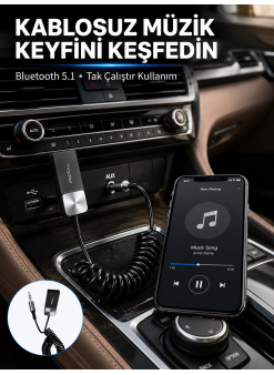 Usb Aux Bluetooth Adaptörü Kablosuz Ses Aktarım Cihazı